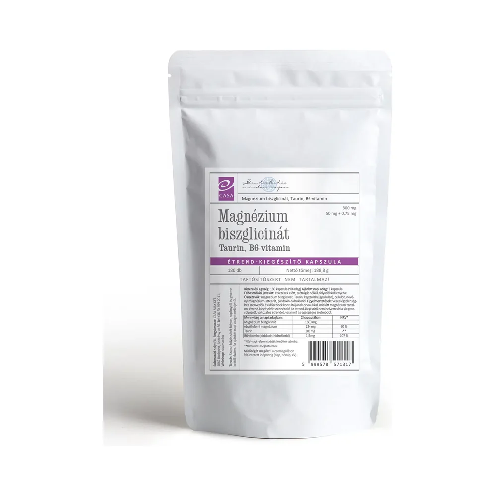 CASA Magnézium Biszglicinát,Taurin,B6-vitamin kapszula 180 db