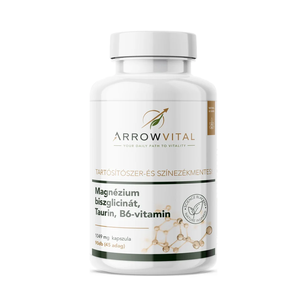 Arrowvital Magnézium biszglicinát, Taurin, B6-vitamin 1049 mg kapszula 90 db